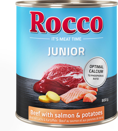Rocco Junior 6 x 800 g - Okse med Laks & Kartoffel