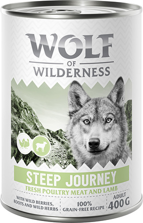 Wolf of Wilderness Adult “Expedition” 6 x 400 g - Steep Journey - Fjäderfä & lamm