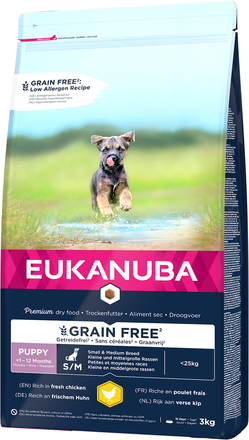 Eukanuba Grain Free Puppy Small / Medium Breed Kylling - 3 kg