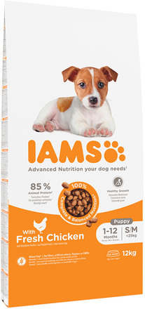 IAMS for Vitality Dog Puppy & Junior Small / Medium kylling - Økonomipakke 2 x 12 kg
