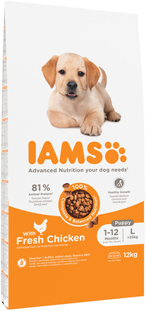 IAMS for Vitality Dog Puppy & Junior Large kylling - 12 kg