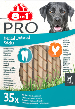 8in1 Delights Pro Dental Twisted Sticks - 2 x 190 g (70 kpl)