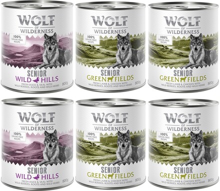 10 % Rabatt! Wolf of Wilderness mixpakker - Blandet pakke (Lam, Kylling/And, Kalv) 6 x 800 g