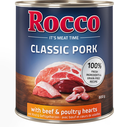 Ekonomipack: Rocco Classic Pork 12 x 800 g - Nötkött & fjäderfähjärta