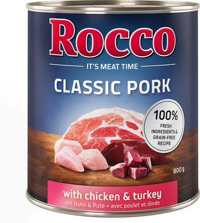 Rocco Classic Pork 6 x 800 g - Kyckling & kalkon