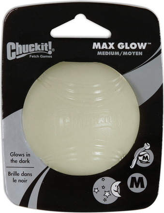 Chuckit! Ball Launcher Pro - oheen: Chuckit! Max Glow Ball -pallo, koko M: Ø 6,5 cm (ei sis. Launcheria)