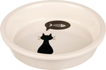 Trixie djup keramikskål med kattmotiv - 250 ml, Ø 13 cm