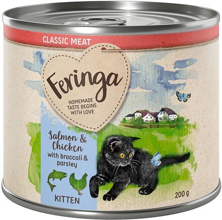 Økonomipakke: Feringa Classic Menu Kitten 24 x 200 g - Laks & Kylling