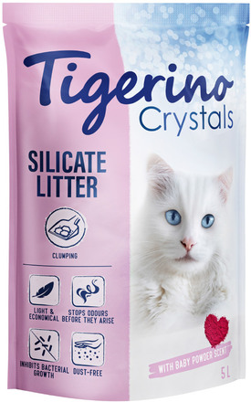 Tigerino Crystals Fresh babypuderdoft - klumpbildande kattströ - 5 l