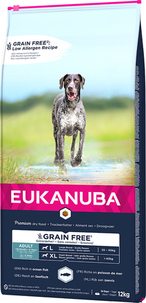 Eukanuba Grain Free Adult Large Breed med Laks - 12 kg