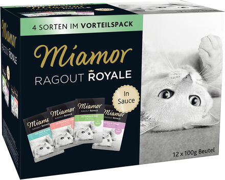 Blandet Prøvepakke Miamor Ragout Royale 12 x 100 g - Blandet pakke: Biter i saus