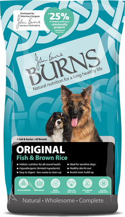 Burns Adult & Senior Original - Fish & Brown Rice - Ekonomipack: 2 x 12 kg