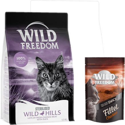 6,5 kg Wild Freedom + Filet Snack gratis! - Wild Hills Sterilised - Duck