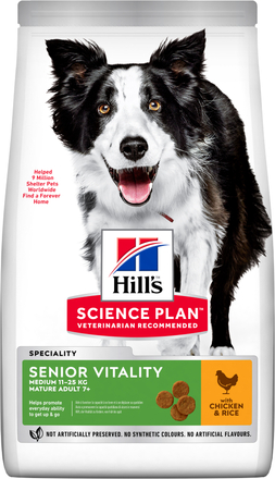 Hill's Science Plan Adult Senior Vitality 7+ Medium Chicken Ekononomipack: 2 x 14 kg
