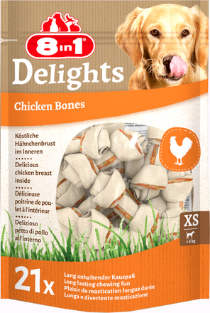 8in1 Delights -puruluut kanatäytteellä - säästöpakkaus XS: 2 x 252 g (42 kpl)