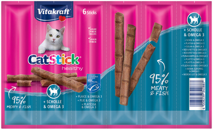 Vitakraft Cat Stick Healthy kattgodis Ekonomipack: Rödspetta & omega 3 24 x 6 g