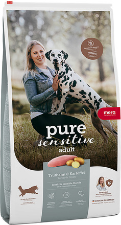 Ekonomipack: 2 x 12,5 kg MERA pure sensitive hundfoder - pure sensitive Kalkon & potatis, spannmålsfritt (2 x 12,5 kg)