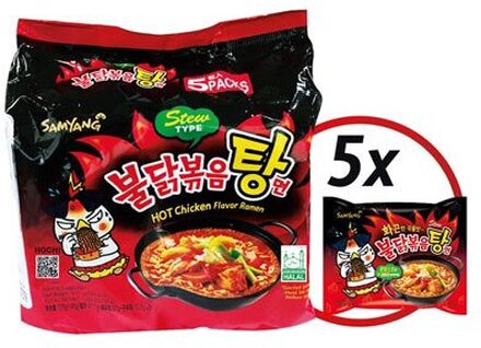 Samyang 5-pak a 145 g. hot chicken flavor ramen stew type