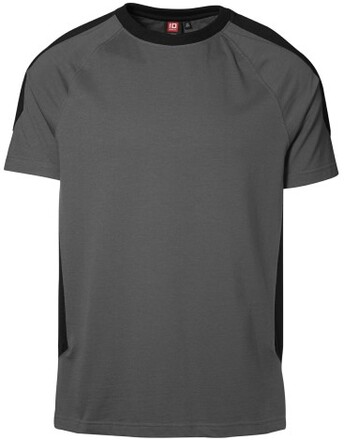 ID PRO Wear T-shirt med kontrast farve, 0302 silver grå str. M