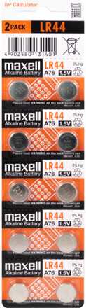 Maxell knapcellebatteri Alkaline LR44 - pakke med 10 stk.