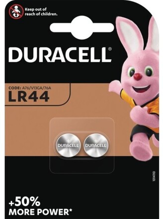 Duracell knapcellebatteri LR44 - pakke á 2 stk.