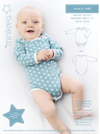 MiniKrea Snittmnster 11411 Baby Body strl. 0-3 r