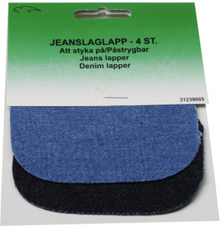 Strykmrke / Reparationslapp Jeans Oval Ljus og Mrk Denim 8x9 cm - 4