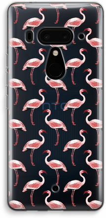 Htc U12 Transparant Hoesje (Soft) - Flamingoprint groen