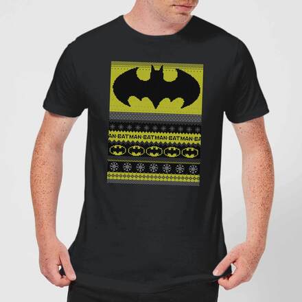 DC Comics Batman Men's Christmas T-Shirt in Black - M