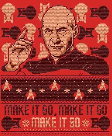 Star Trek: The Next Generation Make It So Men's Christmas T-Shirt - Red - XS