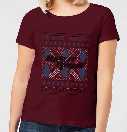 Harley Quinn Women's Christmas T-Shirt - Burgundy - XL - Burgundy