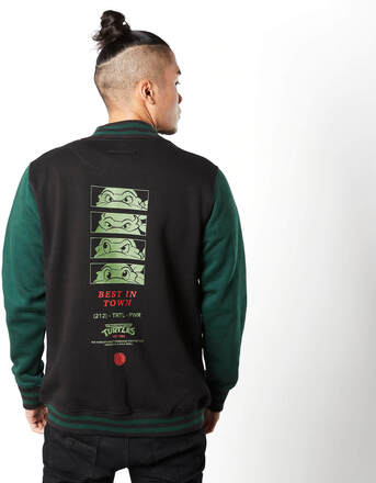 Teenage Mutant Ninja Turtles By The Slice Varsity Jacket - Black / Green - XXL