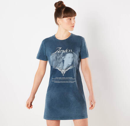 Lord Of The Rings Arwen Lady Of Rivendell Women's T-Shirt Dress - Navy Acid Wash - XXL