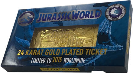 Jurassic Park 24k Gold Plated Jurassic World Mosasaurus Ticket Limited Edition Replica - Zavvi Exclusive