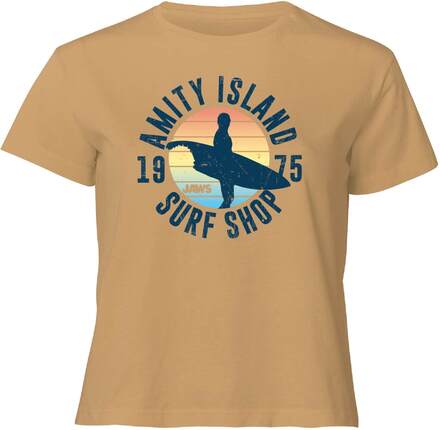 Jaws Amity Surf Shop Women's Cropped T-Shirt - Tan - L - Tan