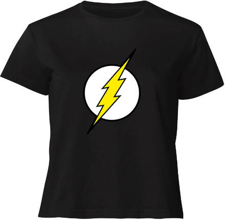 Justice League Flash Logo Women's Cropped T-Shirt - Black - S - Black
