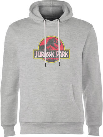 Jurassic Park Logo Vintage Hoodie - Grey - L - Grey