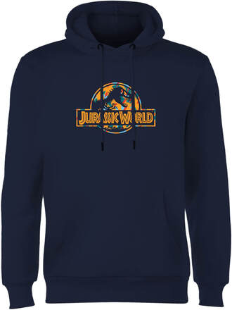Jurassic Park Logo Tropical Hoodie - Navy - XXL - Navy