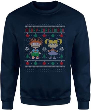 Rugrats Chuckie And Angelica - Merry Christmas Christmas Jumper - Navy - XS - Navy