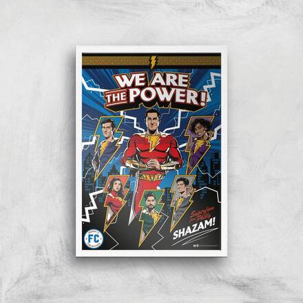 Shazam! Fury of the Gods We Are The Power! Giclee Art Print - A3 - White Frame