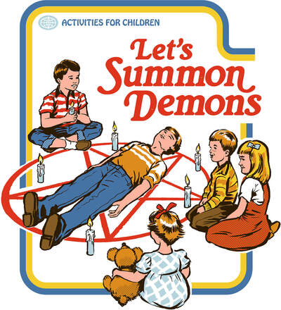 Let's Summon Demons Men's Ringer T-Shirt - White/Navy - S - White/Black