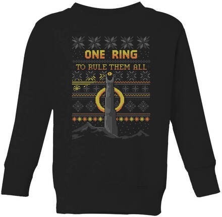 The Lord of the Rings One Ring Kids' Christmas Sweatshirt in Black - 11-12 Years