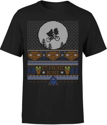 E.T Phone Home Fairisle Men's Christmas T-Shirt - Black - XL