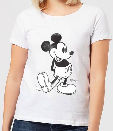 Disney Mickey Mouse Walking Women's T-Shirt - White - L - White