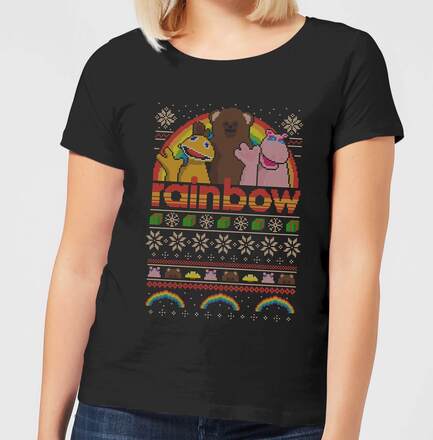 Rainbow Fairisle Christmas Sweatshirt Women's T-Shirt - Black - 5XL - Black