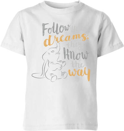 Dumbo Follow Your Dreams Kids' T-Shirt - White - 3-4 Years