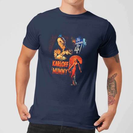 Universal Monsters The Mummy Vintage Poster Men's T-Shirt - Navy - L