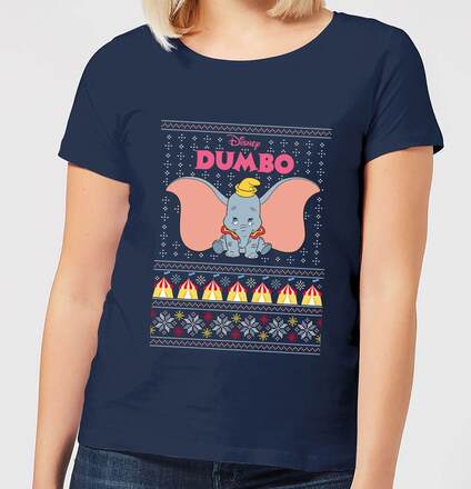 Disney Classic Dumbo Women's Christmas T-Shirt - Navy - L