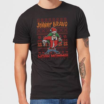Johnny Bravo Johnny Bravo Pattern Men's Christmas T-Shirt - Black - 3XL