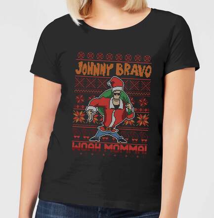 Johnny Bravo Johnny Bravo Pattern Women's Christmas T-Shirt - Black - XL - Black